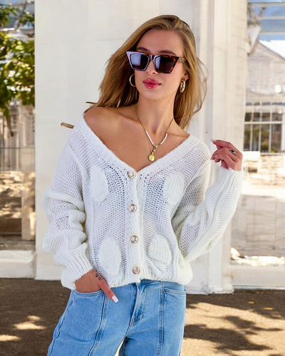 Royalfashion Pull tricoté pour femme avec boutons