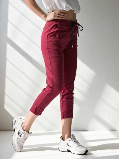 Pantalons skinny en viscose pour femmes Royalfashion avec un nœud à la taille