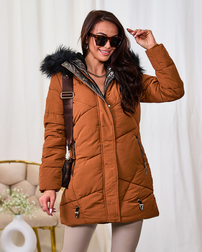 Royalfashion Veste d'hiver pour femme marron