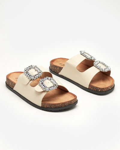 Pantoufles pour femmes beiges avec fermoirs Oterina - Footwear