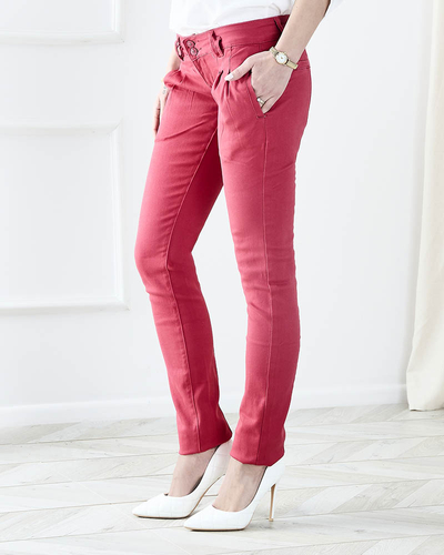 Pantalon femme taille basse en tissu fuchsia - Vêtements