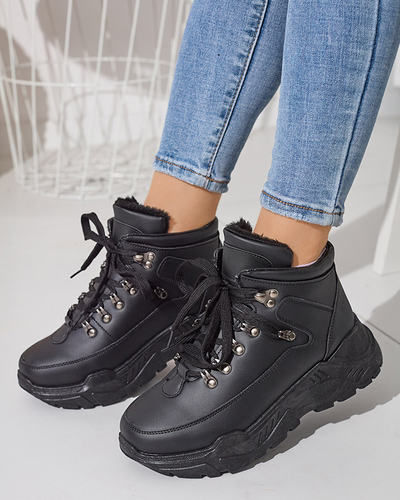 Bottes de neige en cuir écologique noir de Rueq- Footwear