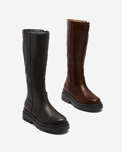 Bottes noires pour femmes en cuir écologique Roterika - Chaussures