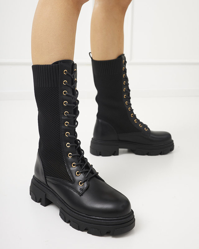 Bottines à lacets femme noires ajourées Buhomi - Footwear