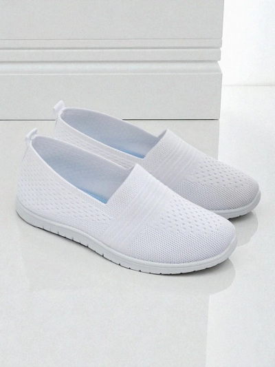 Ballerines blanches pour femmes Ariadne en tissu respirant sur semelle plate