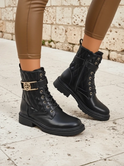 Bottines matelassées pour femmes en cuir écologique Sable Rose