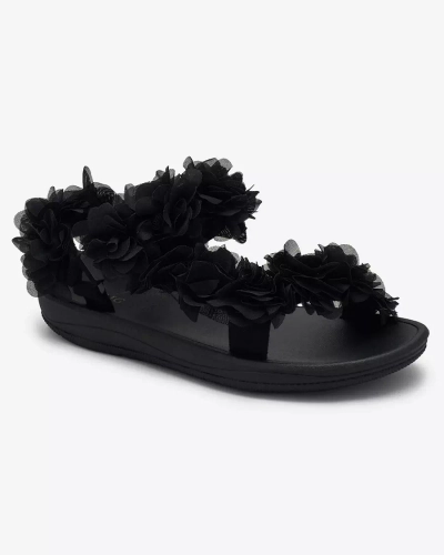 Royalfashion Sandales noires à fleurs pour femme Alferroy