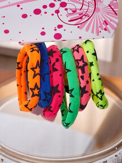 Royalfashion Lot de 6 élastiques à cheveux colorés Starina avec étoiles