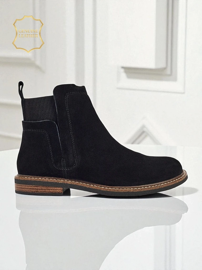 Bottines Noires Ariston en Cuir et Daim