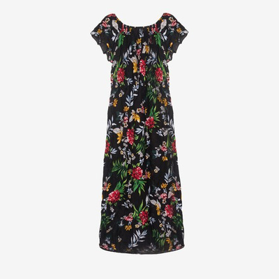 Robe noire avec imprimé floral - Vêtements 1