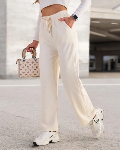 Royalfashion Pantalon large côtelé pour femme