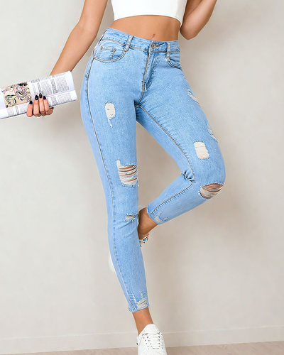 Royalfashion Jean tube pour femme avec frottement