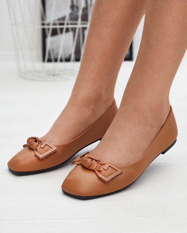 Ballerines femme camel avec décoration sur le nez Caxien- Footwear