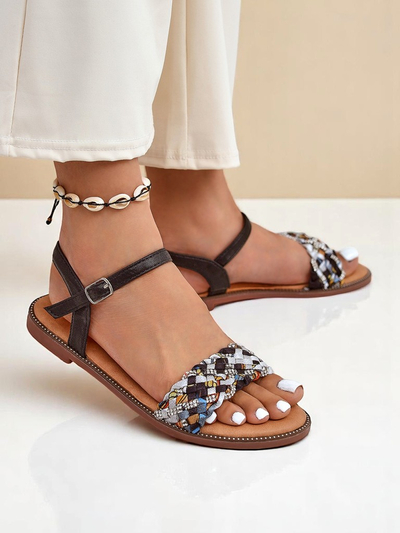 Royalfashion Sandales plates pour femmes ColorStrap