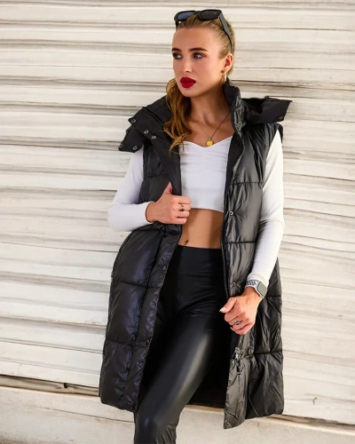 Royalfashion Gilet long pour femme avec coutures