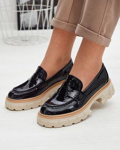 Mocassins laqués noirs pour femmes Mewira - Footwear