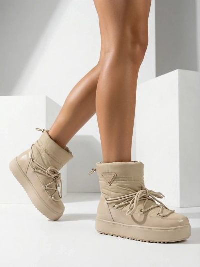 Royalfashion Bottes à enfiler pour femmes bottes de neige a'la en marron clair Vevnose