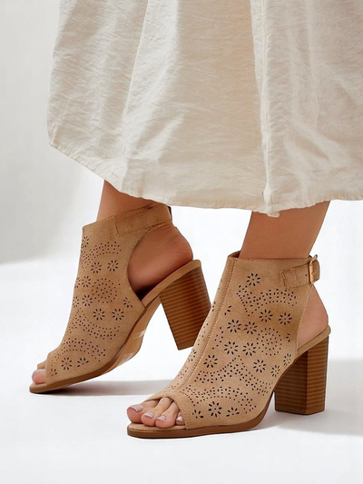 Royalfashion Sandales à talon bloc découpé pour femmes Abetle