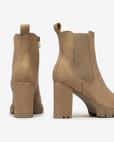 Royalfashion Bottes à talons hauts pour femmes marron clair Seihay