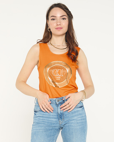Chemisier orange avec imprimé et zircons cubiques - Vêtements