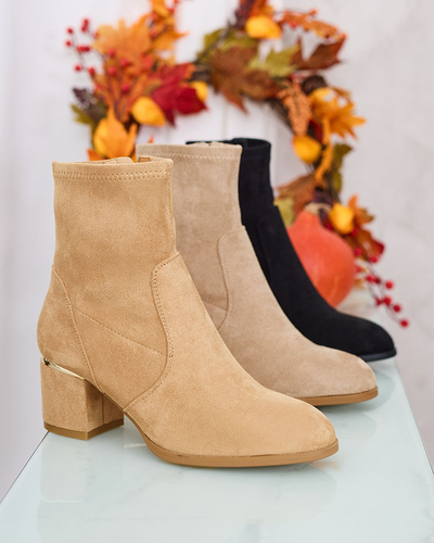 Royalfashion Bottes basses à talon aiguille pour femmes marron clair Rejerra