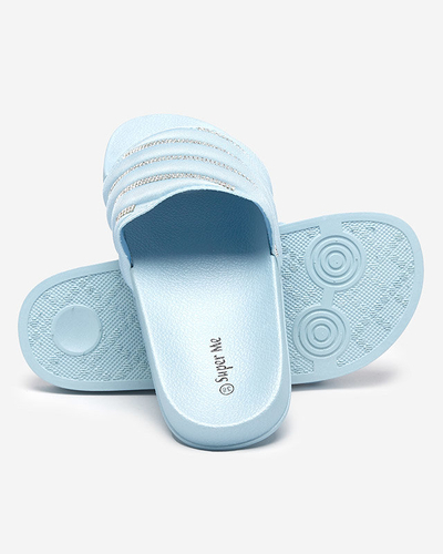 Babouches bleues pour femmes avec zircons cubiques Mytaris - Footwear