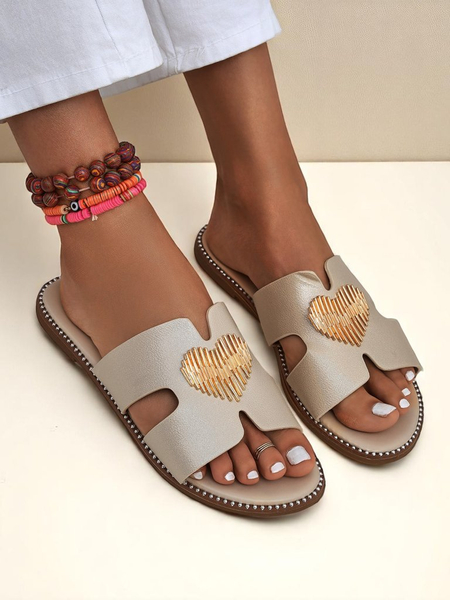 Royalfashion Sandales plates pour femmes Heart Chic