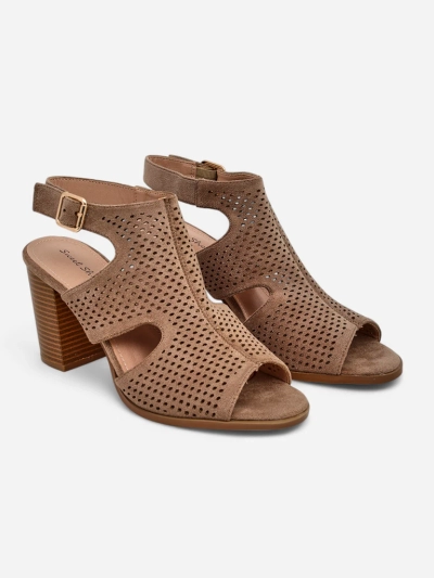 Royalfashion Sandales à talon bloc perforées pour femmes Abetle