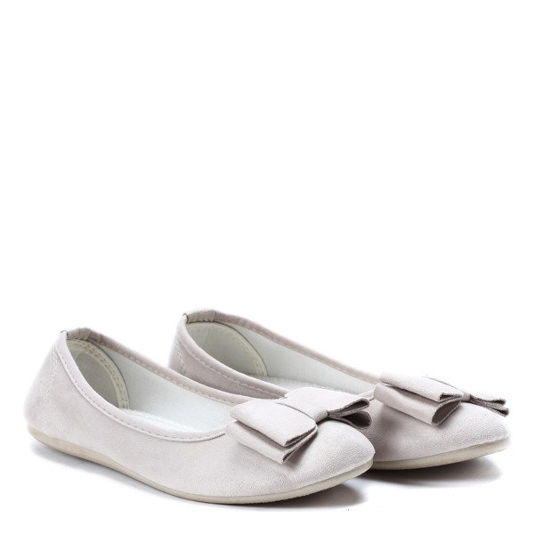 Beżowe baleriny z kokardą Wake Me Up- Obuwie