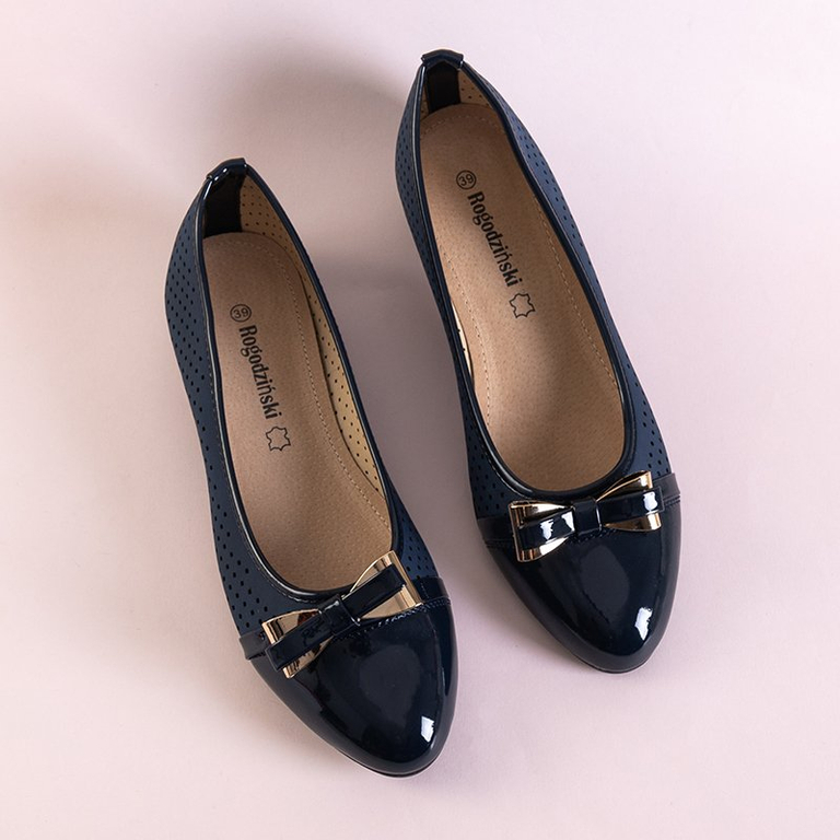 OUTLET Ballerines femme bleu marine à nœud Frankia - Chaussures