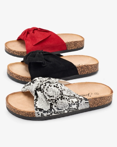 Tongs rouges pour femme avec nœud Rofdoo- Footwear