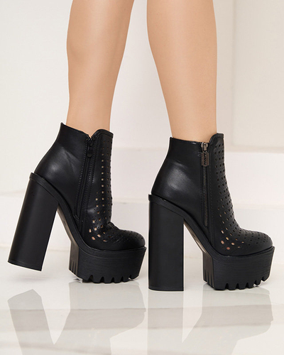 OUTLET Bottes femme noires ajourées sur le post Elangel-Footwear