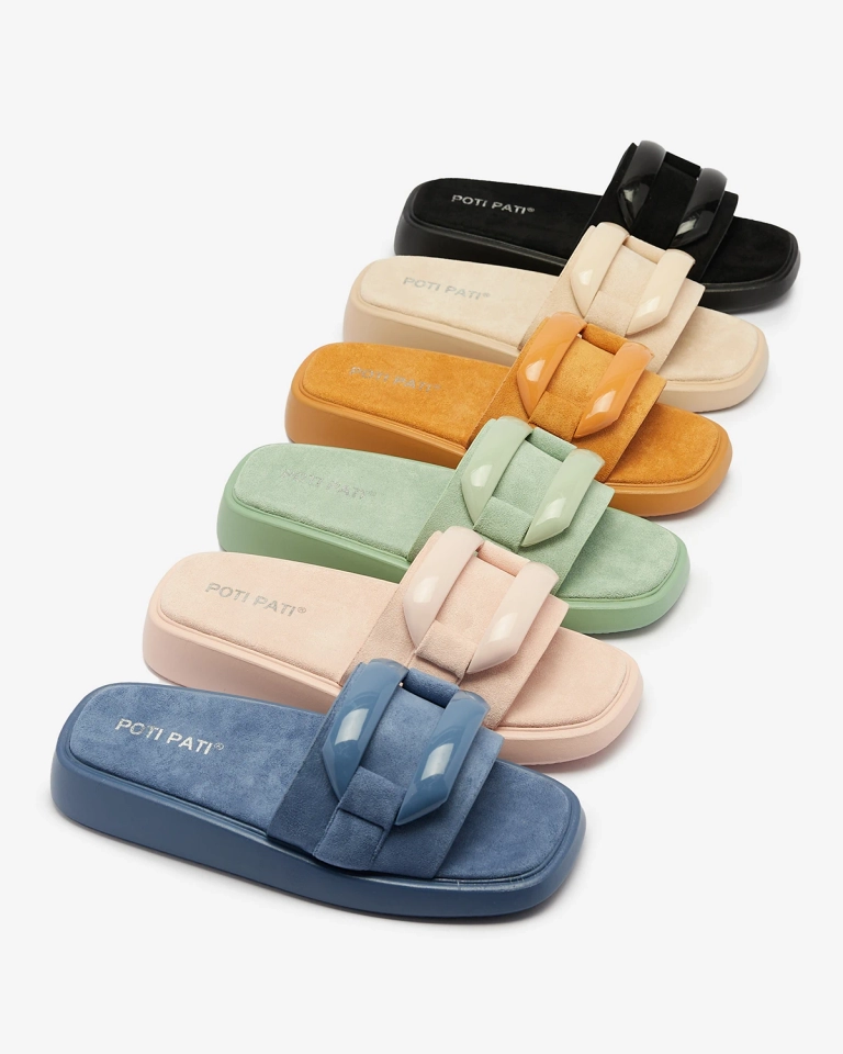 OUTLET Royalfashion Tongs vertes pour femme en suédine écologique Omve