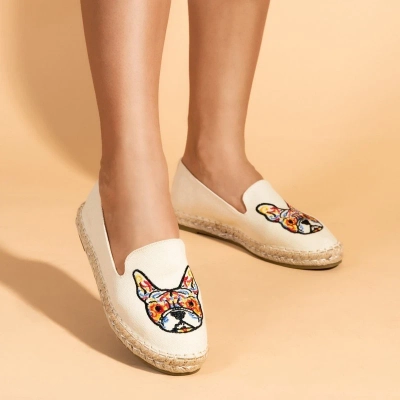 OUTLET Espadrilles femme beige avec broderie Moroni - Chaussures