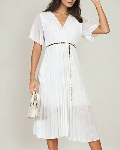 Royalfashion Robe midi plissée pour femme