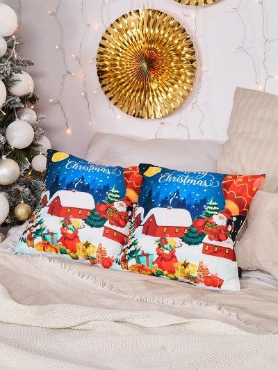 Royalfashion Housse de coussin décorative de Noël