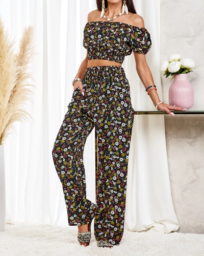 Royalfashion Ensemble floral deux pièces pour femmes