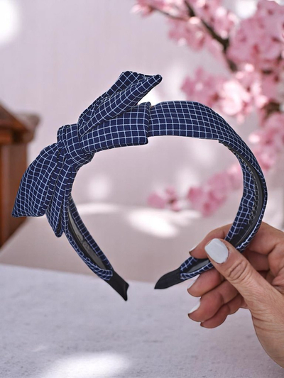 Bandeau Royalfashion avec nœud à carreaux Gosia