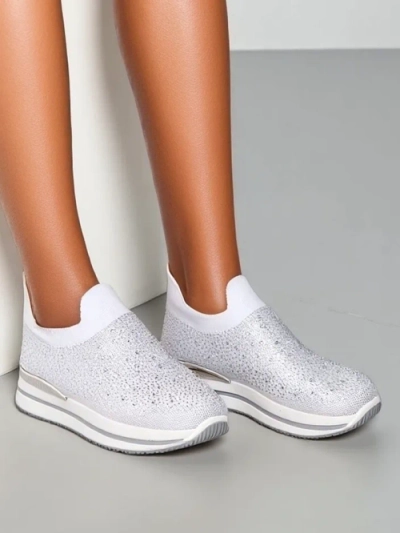 Chaussures de sport en tissu pour femmes à enfiler Royalfashion avec des strass Adeq