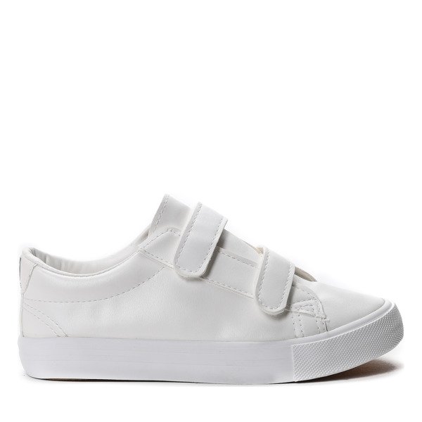 Dziecięce, białe tenisówki na rzepy - Obuwie