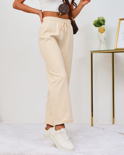 Royalfashion Pantalon femme en velours côtelé crème réchauffé
