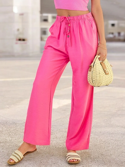 Royalfashion Pantalon large en tissu pour femme