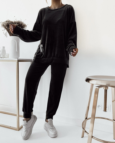Royalfashion Ensemble de survêtements pour femme en velours noir