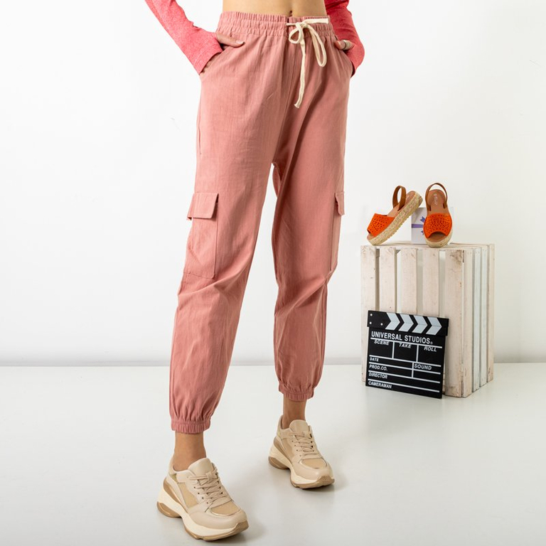 Pantalon cargo femme rose GRANDE TAILLE - Vêtements