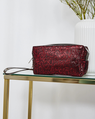 Royalfashion Maroon Glitter Cosmetic Bag pour femmes