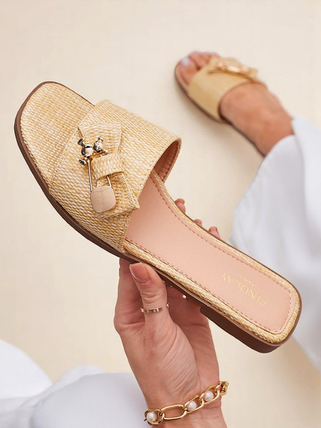 Royalfashion Mules en paille pour femme Sandales Aurelia