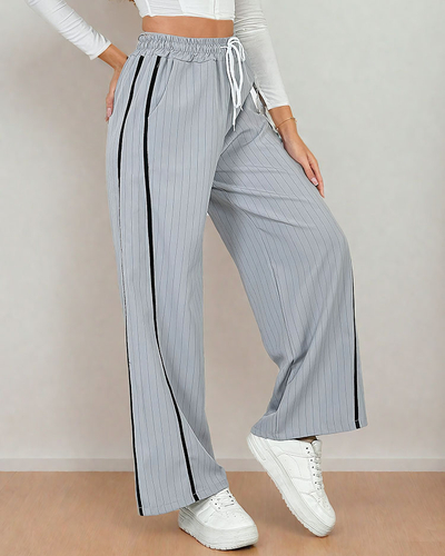 Royalfashion Pantalon en tissu rayé pour femme avec rayures