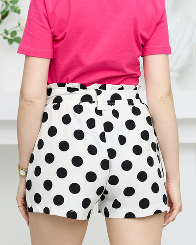 Short femme en tissu blanc à pois - Vêtements