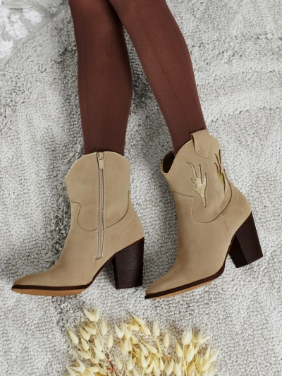 Bottines cow-boy à talon pour femmes avec inserts décoratifs Cendria