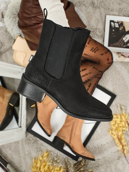 Bottines femme en éco-daim ornées de strass TangleMist